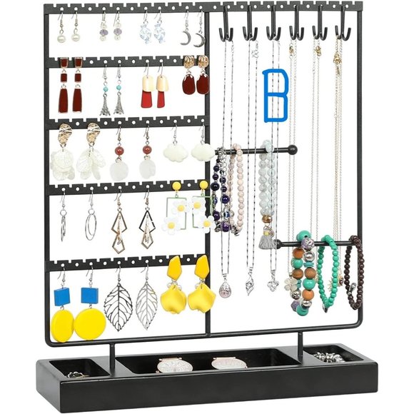 New Earring Holder,Ear Stud Holder with Wooden Tray,Jewelry Organizer Ho… - Picture 2 of 7